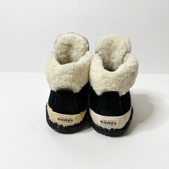 SOREL Boots Women 5 M Black Suede Shearling Rubber Sole Out N About Ankle NEW - Picture 6 of 8